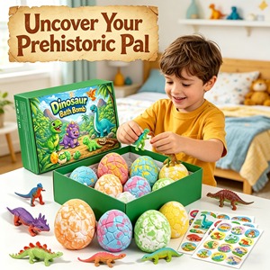 Bombe <span class=keywords><strong>da</strong></span> Bagno <span class=keywords><strong>per</strong></span> Bambini con Sorpresa all'Interno - 12 Bombe <span class=keywords><strong>da</strong></span> Bagno a Tema Dinosauro con Giocattoli, Bombe Effervescenti Organiche Colorate, Giocattolo a Forma di Uovo di Dinosauro - Product Image 2