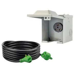 631 30 Amp RV Power Cord and Power Outlet Box Kit, NEMA TT-30P to TT-30R Extension Cord with TT-30R RV outlet box