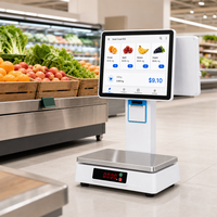 Mesin Kasir Terminal POS Sistem POS All-in-One Android Layar Ganda 14.1" Timbangan Printer Intel I5 Putih