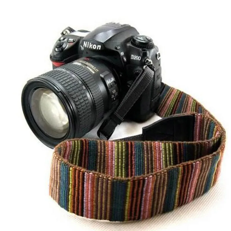 Color Stripes Soft red Camera Cotton Neck Straps Shoulder Strap Belt For Canon Panasonic Sony Pentax DSLR