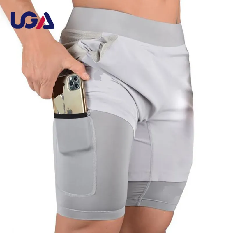 Men's Running Shorts Quick Drying Cell Phone With Tights Athletic Bottoms 2in1 Shorts Breathable Men Streetwear Shorts