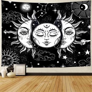 <span class=keywords><strong>Tapisserie</strong></span> murale en polyester avec visages célestes noirs <span class=keywords><strong>et</strong></span> blancs, décoration murale, impression HD, résistante à la décoloration, Art OEM ODM - Product Image 1