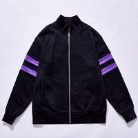 Veste zippée vintage pour homme, col montant, coupe ample et oversize, ensemble sport en tissu éponge vierge de haute qualité pour impression personnalisée