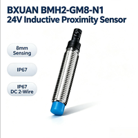 Capteur de proximité inductif M8 NPN NO DC 10-30V 2mm blindé non encastré IP67 en laiton nickelé avec protection contre les courts-circuits