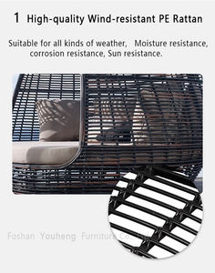 Meubles de jardin d'extérieur super simples à <span class=keywords><strong>baldaquin</strong></span> rond <span class=keywords><strong>lit</strong></span> de repos en aluminium <span class=keywords><strong>lit</strong></span> de soleil en osier en rotin pour hôtel salon salle utilisation - Product Image 3