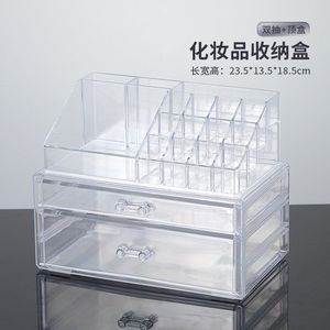 Acrylic Desktop Cosmetic Organizer With 2 <b>Drawers</b> <b>Stackable</b> Storage Box For Makeup Lipstick Nail Polish - Product Image 3