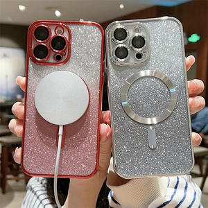 Coque de téléphone de luxe en TPU électroplaqué avec paillettes pour <span class=keywords><strong>iPhone</strong></span> 17 15 14 13 12 <span class=keywords><strong>11</strong></span> Pro Max 16E XR, protection d'objectif et couvercle magnétique - Product Image 6