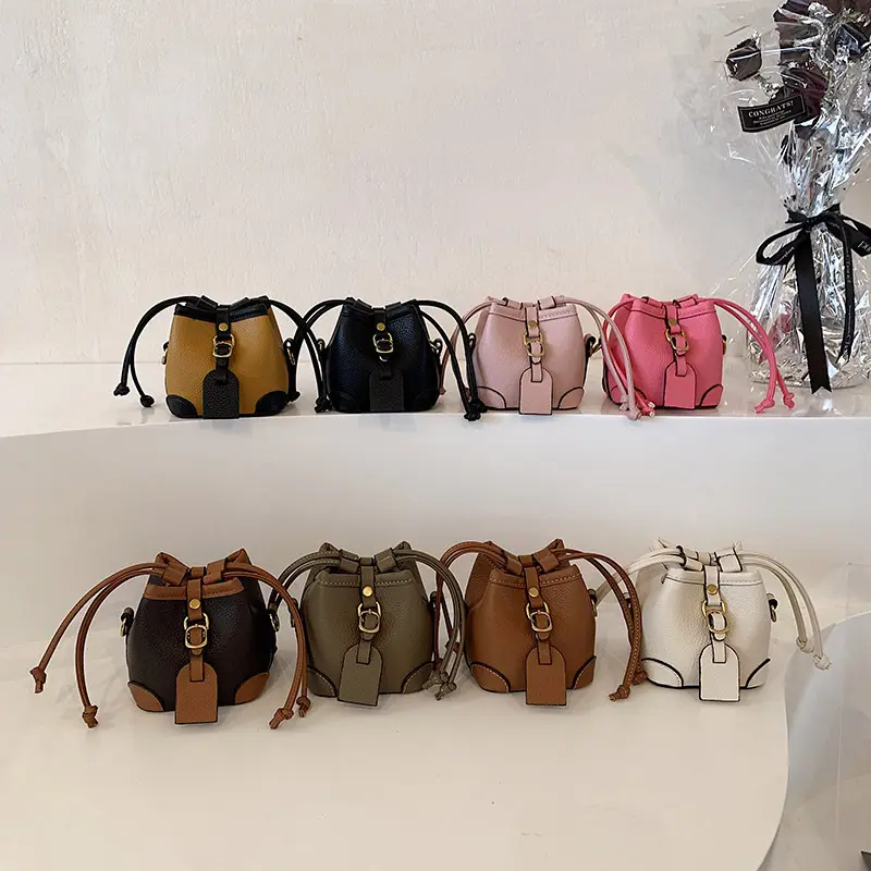 Fashion Versatile Mini Drawstring Bag For Women Luxury Small Leather Female Phone Shoulder Bag New Bucket Handbag For Girls