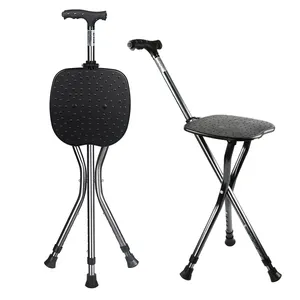 Folding Walking Stick Seat Multi Function Walking Cane Crutch Stool Three Legged Cane Walking Stick Chair