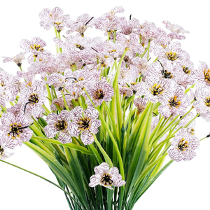 6 paquetes de flores artificiales violetas resistentes a los rayos UV, ramo floral falso impermeable, decoración para el hogar, jardín interior y exterior - Product Image 2