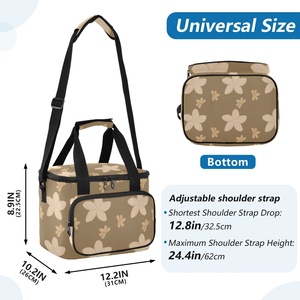 Sac isotherme Aloha personnalisé pour pique-nique, barbecue et camping, avec bretelles, motif floral hawaïen, écologique - Product Image 3