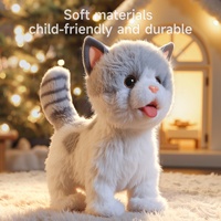 Tumama Jouet pour enfants, animaux de compagnie à faire semblant de jouer, chat qui marche avec laisse télécommandée, chat en peluche électronique qui miaule pour les filles de 3 ans et plus