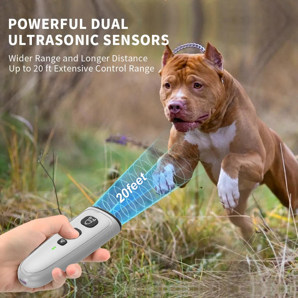 Amazon Top Seller Rechargeable Sonic Bark Deterrent Anti Barking Stop Bark Training Device Trainer LED Ultrasonic Dog Repeller
