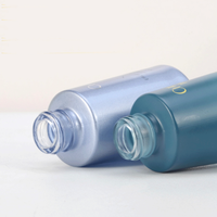 Flacon compte-gouttes en verre bleu givré argenté OEM 30 ml avec impression sérigraphique pour soins de la peau, huile essentielle, sérum