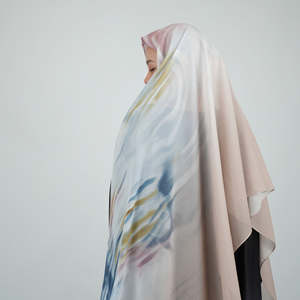 Customized Blue Ombre Hijab for Muslim Women Lightweight 70*175 <b>Long</b> Ethnic <b>Scarves</b> & Shawls Floral & Leaf Printed Made Malaysia - Product Image 3