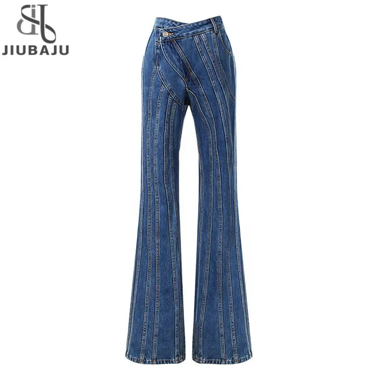 Casual Trousers 2023 New Design Multi Line Split Seam Slim Jeans Women