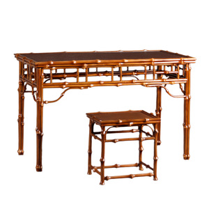 Mesa Rectangular de Bambú Estilo Chino con Taburete, Mesa Multiusos para Té, Caligrafía y Comedor - Product Image 5