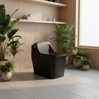 WC monobloc noir mat à siphon en S, technologie jet, céramique moderne gaufrée, chasse d'eau double à fermeture lente, à poser au sol, pour villa