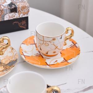 Ensemble de tasses et soucoupes à café turc de style européen, emballage en boîte cadeau, rétro, luxe léger, tasse à thé de l'après-midi, soucoupe, tasse - Product Image 2