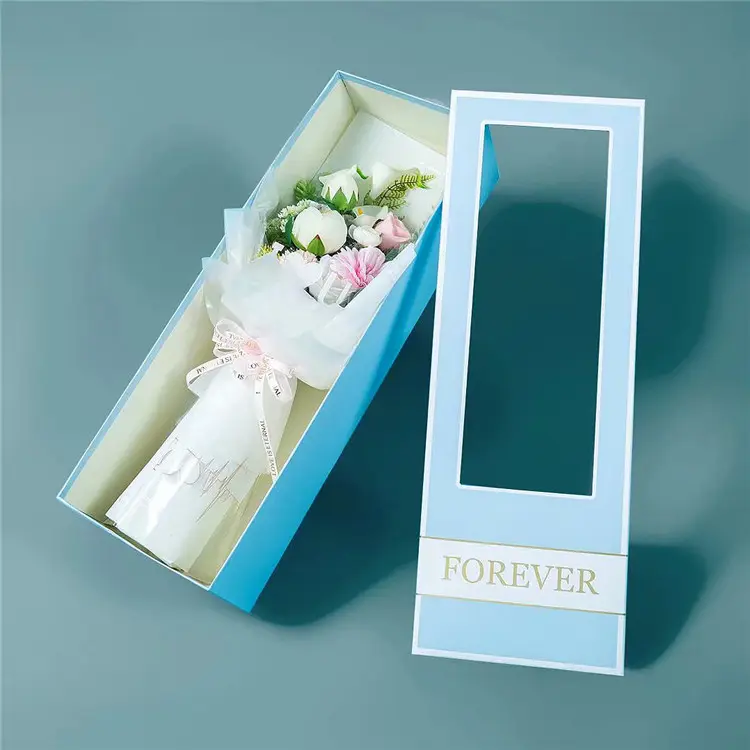 Promotional price wholesale fashion rectangle recyclable clear flower boxes flower packaging box
