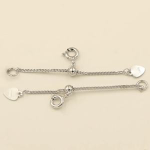 Chaînes d'extension en argent sterling 925 ajustables en forme de cœur, fabrication de bijoux en gros, bracelet, collier, chaîne <span class=keywords><strong>Chopin</strong></span>, KUMOKUMO - Product Image 5