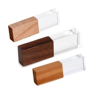 Logotipo láser 3D personalizado de madera de cristal transparente USB 2,0 3,0 8GB 16GB de madera de cristal USB Stick 32GB memoria Flash Drive regalo de boda