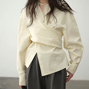 Camisa Enyami <span class=keywords><strong>de</strong></span> Manga Larga con Cinturón Largo Cruzado, Estilo Holgado e Irregular, Chaqueta Tejida Tipo <span class=keywords><strong>Blusa</strong></span> - Product Image 5