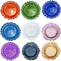 Assiette décorative de mariage en vrac de stock en gros Assiettes de présentation en acrylique transparent avec bordure dorée Assiettes en plastique élégantes