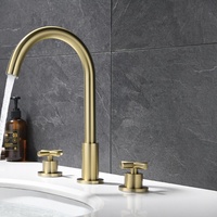 Robinet de baignoire autoportant en laiton, finition or brossé, céramique, style contemporain, luxe hôtelier, à commande douce, vente chaude