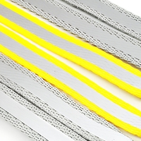Lacets plats en coton réfléchissant jaune-gris avec sangle peinte au centre pour baskets décontractées