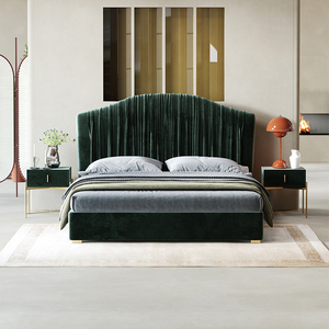 Luxury Custom Up-Holmastered Velvet <span class=keywords><strong>King</strong></span> Queen Kích Thước Khung Giường Với Hộp Lưu Trữ Và Side Table Bed Room Set Thiết Kế Nội Thất - Product Image 1