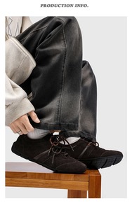 Sneakers Retrò da Uomo, Scarpe da Allenamento Vintage, Bianche in Finta Pelle Scamosciata, Patchwork, Scarpe Casual Basse, Calzature Perforate per Camminata - Product Image 5