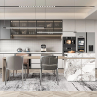 Muebles de Lujo para el Hogar Lesso, Muebles de Cocina Modernos de Madera Contrachapada de Alta Calidad, Diseños de Muebles de Cocina para Hotel con Isla