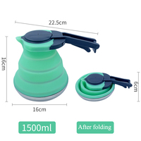 Vente directe d'usine, best-seller, bouilloire à eau pliable en silicone de qualité alimentaire, portable, pliable, pour le camping en plein air, 1,5 l