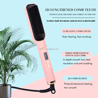 Peigne Lisseur Ionique à Chauffage Rapide, Anti-Brûlure, 4 Réglages de Température et Écran LED, Outil de Coiffure pour Femmes