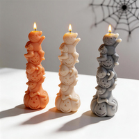 Moule en silicone pour empilage de citrouilles d'Halloween et fantômes superposés, pour bougies en cire de soja, résine et plâtre, idéal pour la décoration de maison hantée et comme cadeau