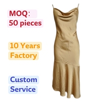 Robe longue en satin champagne unie à col bénitier et bretelles spaghetti, taille naturelle, pour le quotidien et les soirées