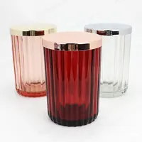 Kreative vertikale Streifen Kerzen glas Glas Kerzenhalter mit Metall deckel Home Decor Transparente Glas Kerzen becher
