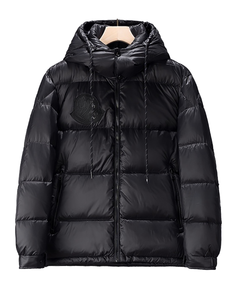 Chaqueta Acolchada Caqui para Hombre, con Capucha, Abrigo Corto de Invierno, Cuello Alto, Diseño Moderno con Ribete en Contraste, Impermeable - Product Image 1