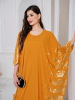 Robe longue ample imprimée à manches chauve-souris grande taille, style bohème décontracté, vêtement islamique en polyester, vente en gros personnalisée