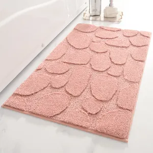 YFL Rosa Fluffy Macio Pelúcia Stripe Tapete Do Chuveiro Quick Dry Microfiber Tufted Tapete De Banho Antiderrapante Tapetes De Banho