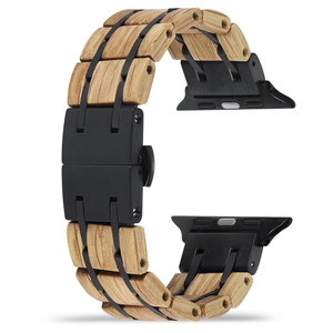 Correa de Madera para <span class=keywords><strong>Apple</strong></span> <span class=keywords><strong>Watch</strong></span>, Acero Inoxidable 304, Nogal, Compatible con las Series Ultra, 11, 10, 9, 8/7/6/SE/5/4/3 - Product Image 4