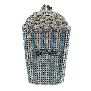 Bolso de Noche Único para Mujer con Cristales de Palomitas de Maíz, Cartera de Mano Novedosa con Pedrería para Cena, Cine, Halloween - Product Image 1