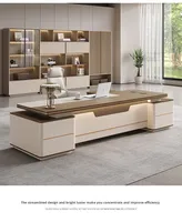 Ensemble de bureau et de chaise de direction de luxe léger avec double armoire en PVC, design minimaliste moderne pour usage de bureau