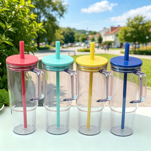 1200ml Clear Plastic Eco-Friendly Travel Mug with Lid and Straw Type - Product Image 5