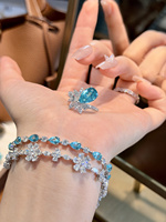 Bague en or blanc 18 carats avec diamant Paraiba cultivé en laboratoire, poids total 4,78 g, poids de la pierre 5,306 ct, bijoux fins pour la vente en gros et au détail