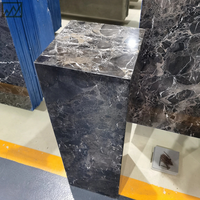 Colonne personnalisée en marbre onyx gris KINGS-WING, dalle grise pour escalier extérieur, carrelage de sol en marbre pour immeuble de bureaux