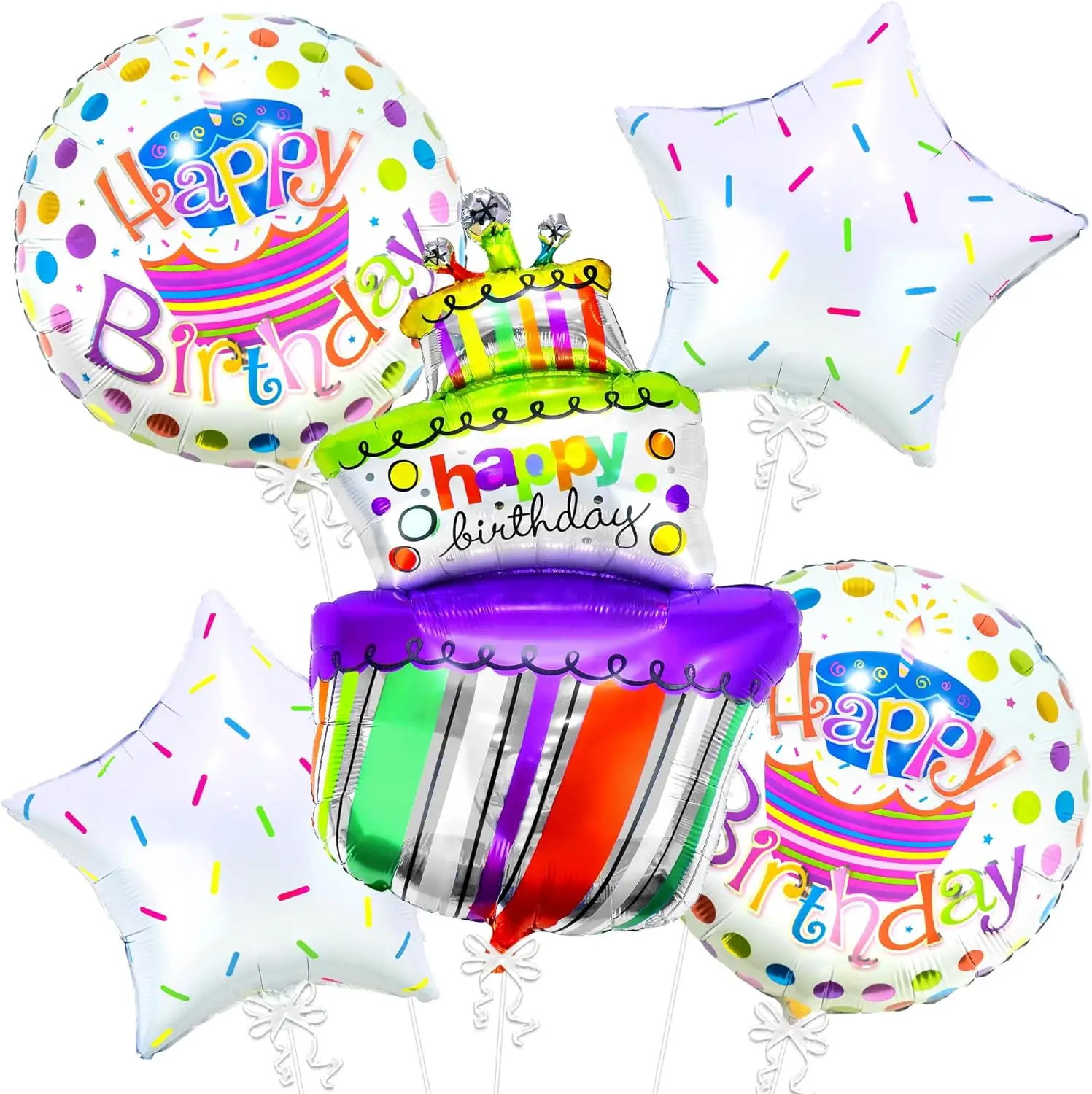 Tre strati di buon compleanno torta palloncini set-rotondo e stella a forma di torta per bambini palloncini nastro di paglia per festa di compleanno