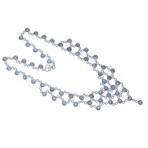 Heavy Strand <b>Rainbow</b> Moonstone Necklace 925 Sterling Silver Classic Beaded Chain Unisex Everyday Wear Jewelry - Product Image 1
