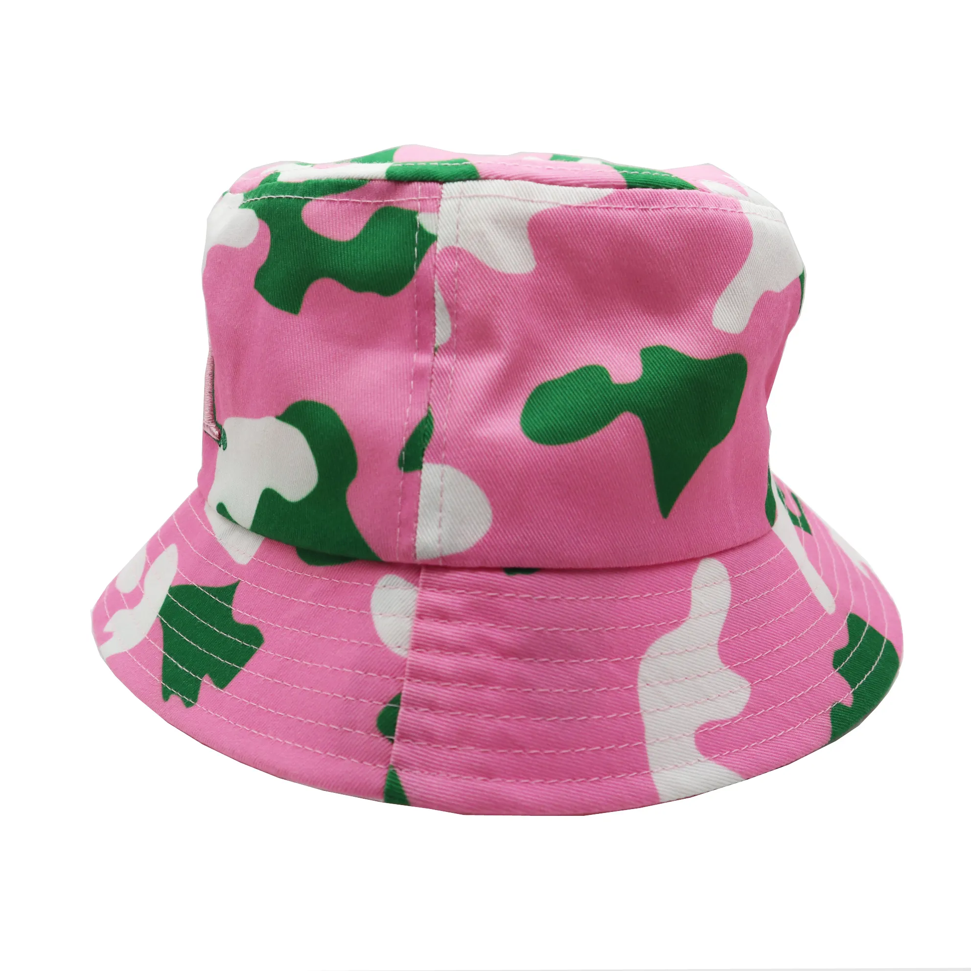 Seau vert rose chapeau de pêcheur grec/rose camouflage sororité chapeau de seau chapeau de baseball brodé